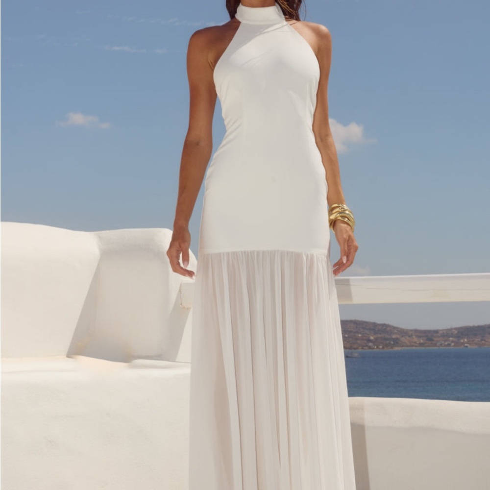 YAZMIN HALTER MAXI DRESS - OFF WHITE